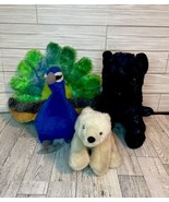 Wild Republic Plush Lot Panther , Polar Bear , Peacock Plushes - £14.33 GBP