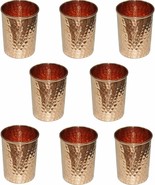 SKAVIJ Copper Water Tumblers Hammered Style Drinking Cups (Pack of 8, 11... - £41.87 GBP