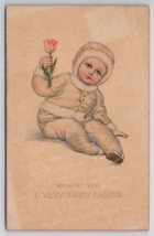 Easter Sweet Face Baby With A Rose To Bedford PA Postcard O25 - £4.68 GBP