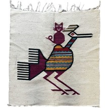 Vintage Zapotec Bird Cat Handmade Mexican Wool Weaving Wall Hanging 26 x... - £25.61 GBP