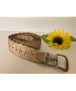 Vtg Genuine Leather Cream Ivory Braided Belt 38” Boho Cowboy Hippie Retr... - $28.45