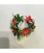 Vintage small plastic candle ring poinsettia holly Christmas holiday dec... - $363.54 MXN