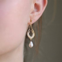 925 Silver/Gold Filled Natural Baroque Pearl Earrings Handmade  Jewelry Boho Oor - £42.03 GBP