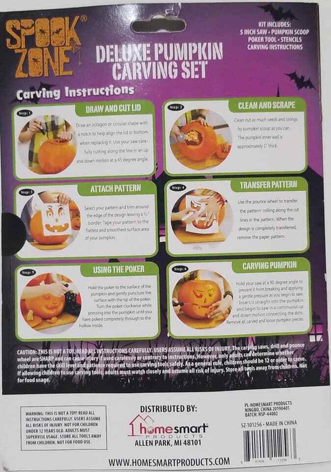 Spook Zone Deluxe Pumpkin Carving Set 10 Carving Stencils (LOC TUB-115) Item image 2