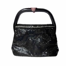 Vintage RETRO Lumured Black Mesh Petite Bag 1950s - $70.39