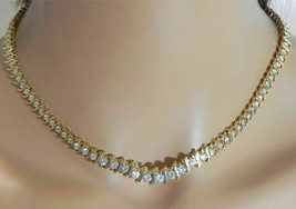 1960s 18CtSimulated  Diamond 925 Silver Tennis Graduated 16&quot; Necklace - £227.50 GBP