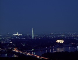 Night view of Washington DC Lincoln Memorial Capital Key Bridge Photo Print - £6.93 GBP+