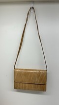Shoulder Bag Clutch Crossbody Genuine Eel Skin Leather Tan Vintage Soft ... - $46.48