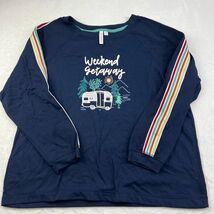 Weekend Getaway XL Joyspun Long Sleeve Pullover Sweatshirt Blue Women - $12.39 CAD