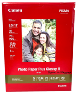GLOSSY II Photo Paper Plus 8-1/2 x 11 Pack of 20 Sheets Canon PP-201 ~ B... - $20.15 CAD