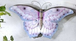 Lilac Butterfly Wall Plaque 17&quot; long Hanging Poly Stone Indoor Outdoor T... - £23.38 GBP