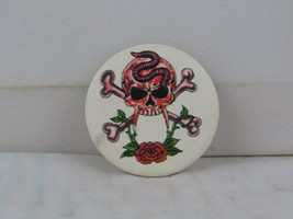 Fashion Pin - Snake Skull with Roses - Celluloid Pin  - $15.00