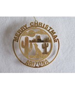 Arizona 24kt Gold Finish Brass Ornament Souvenir Cactus Coyote Merry Chr... - €9,37 EUR