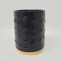 L&#39;Objet Crocodile Round Desk Black &amp; 24k Gold Limoges Porcelain Cup Pen ... - £62.57 GBP