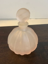 Vintage Pink frosted glass perfume bottle with stopper - $15.21