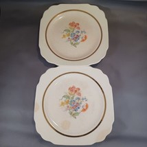 Harker Early American- Set of 2  Ivory, Floral 7&quot; Plate- HAVE STAINS &amp; C... - £18.33 GBP