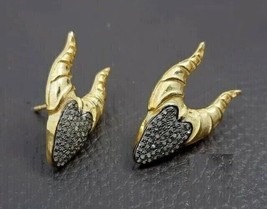 2Ct Round Lab Created Black Diamond Devil Horn Earrings 14K Yellow Gold Plated - $195.99