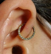 Aliya Septum Nose Ring in 14K Gold with Natural Diamond Clicker Daith Pi... - $186.02+