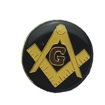 Masonic Square &amp; Compasses Large Round Lapel Pin Mason Freemason Vintage... - £6.93 GBP