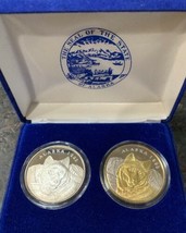 2 Set -1993 Official Alaska State Medallion Wolf 1 troy ounce .999 silver Proof - £310.31 GBP