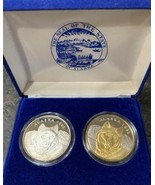 2 Set -1993 Official Alaska State Medallion Wolf 1 troy ounce .999 silve... - £311.49 GBP