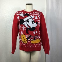 Disney Christmas Sweater Womens XL Full Body Mickey Mouse Wears Santa Claus Hat - £22.15 GBP