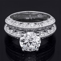 2.25 Carat Womens Fashion Bridal Engagement Band Ring Set Real Silver Size 5-9 - £59.58 GBP