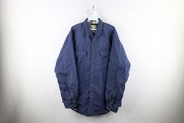 Vtg 90s LL Bean Mens L Distressed Waxed Cotton Lined Shirt Jacket Jac Shirt USA - £63.26 GBP