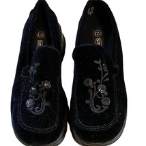 Girls Black Velvet Platform Dressy Shoes Sz 12.5 - £11.37 GBP