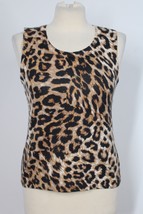 Talbots MP Leopard Print Soft Cotton Cashmere Shell Tank Sleeveless Sweater - $29.45
