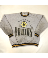 Vintage Nutmeg Boston Bruins Hockey Crewneck Sweatshirt Gray Stains Size... - €25,93 EUR