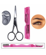 3 Pc Eyebrow Shaping Scissors Brow Grooming Kit Eye Lash Brush Comb Make... - $19.99