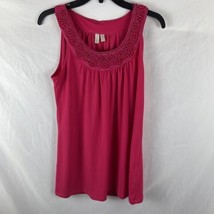 Madison Shirt Women&#39;s Medium M Pink Sleeveless Tank Pull Over Beaded NWT - $180.11 MXN