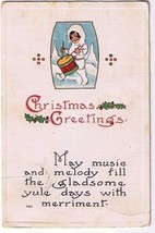 Christmas Postcard Little Drummer Boy White Suit S Bergman New York 1912 - £2.36 GBP