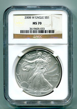 2008-W American Silver Eagle Burnished Ngc MS70 Original Coin Premium Quality Pq - $89.00