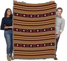 Southwest Native American Inspired Saddleblanket Clay Blanket - Gift Tapestry - £71.32 GBP