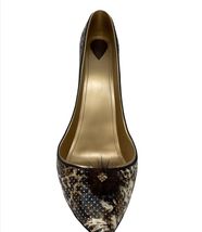 Leopard Wine Bottle Holder Stiletto Shoe Gold Black with Embellishment 8" High image 4