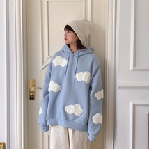 Korean Sweatshirt Women Winter 2021 Fashion Clouds Pullover Women Plus Velvet Wa - £60.53 GBP