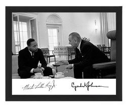 President Lyndon B Johnson &amp; Martin Luther King Jr Autographed 8X10 Framed Photo - £15.74 GBP