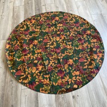 Deep Dark 60&quot; Round Tablecloth Hunter Green Brown-Red-orange yellow Leaves - $18.69