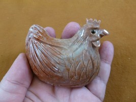 y-chi-he-403) red tan Chicken hen carving stone gemstone SOAPSTONE PERU ... - $21.03