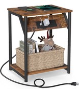 Vasagle End Table With Usb Ports And Outlets, Nightstand For Living Room, - $954.79 MXN
