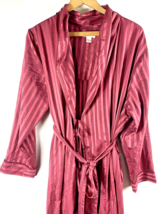 Cabernet Sleep Sense Robe Size Large Womens Rose Red Stripe Silky Dressi... - $37.04