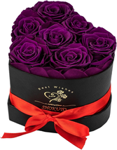 Mothers Day Gifts for Mom Women Her, 7-Piece Preserved Fresh Roses in Heart Box - £37.57 GBP