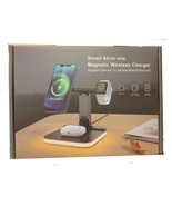 SMART ALL-IN-ONE MAGNETIC WIRELESS CHARGER - SUPPORT 12 Series/iWatch/Ai... - £36.60 GBP