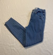 Good American Good Legs Cropped Jeans Stripes Raw Hem Blue Womens 4/27  - £18.35 GBP