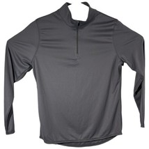 Womens Gray Long Sleeve 1/4 Zip Sweatshirt Shirt Medium Blank Plain Perf... - $17.35