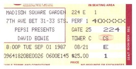 David Bowie Ticket Stub Settembre 1 1987 Madison Quadrato Giardino New York City - $49.48