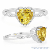 1.29ct Heart-Shape Citrine Round Diamond Right-Hand Promise Ring 14k White Gold - £458.11 GBP