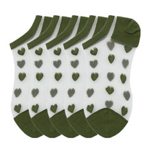 Anysox 5 Pairs Army Green Size 5-9 Socks Heart Tull Glass Silk Design  - $22.50